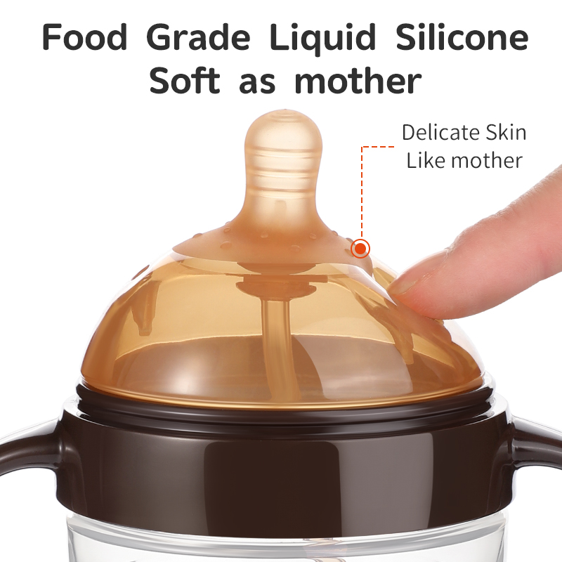 Детская бутылка с широкой шеей с естественным ощущением и двойными вентиляционными отверстиями