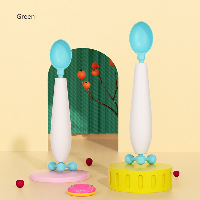 Гравитационная баланс антипроизвольная детская ложка-беззаботная силиконовая самостоятельная ложка с ощущением температуры (6M+)