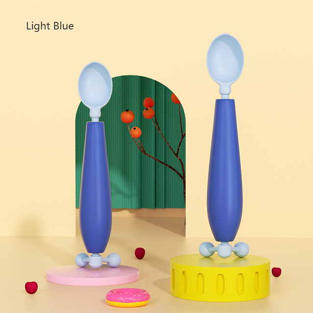 Гравитационная баланс антипроизвольная детская ложка-беззаботная силиконовая самостоятельная ложка с ощущением температуры (6M+)