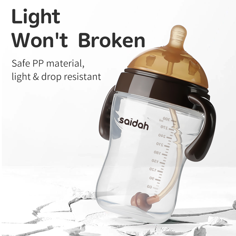 Детская бутылка с широкой шеей с естественным ощущением и двойными вентиляционными отверстиями