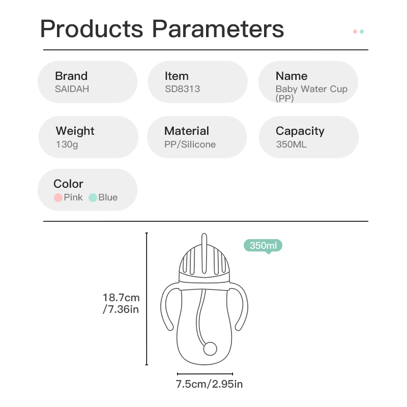 Экологически чистая чашка для детской тренировки без BPA с анти-душным клапаном